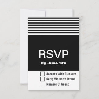 Black and White Modern RSVP Response Card 3.5 x 3"