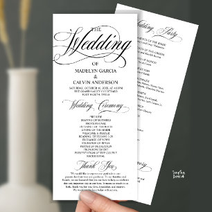 Black and White Modern Script All In One Wedding Program