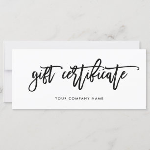 Black and White Modern Script   Gift Certificate