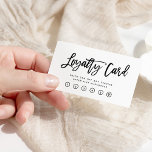 Black and White Modern Script Loyalty Card<br><div class="desc">These stylish,  modern loyalty cards feature a clean white background,  with trendy black handwritten script typography and a matching hand drawn heart.</div>