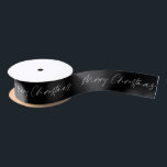 Black and White Modern Script Merry Christmas Satin Ribbon<br><div class="desc">This ribbon features modern and minimalist script text saying 'Merry Christmas'.</div>