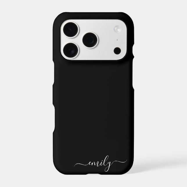 Black and White Modern Script Monogram Name (Back)