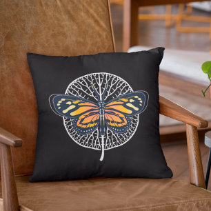 Black and White Modern Simple Butterfly Throw Pillow