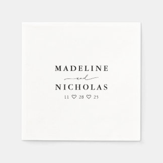 Black And White Modern Simple Wedding Napkin