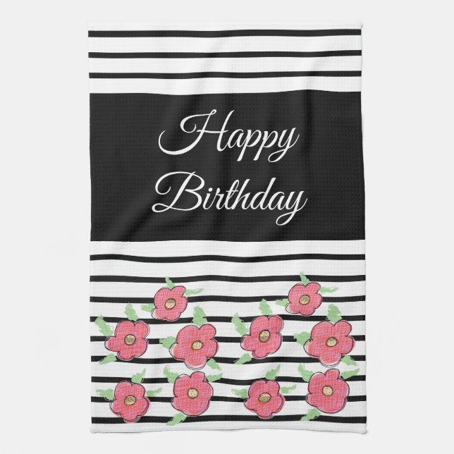 Black and White Modern Stripe Kitchen Towel (Vertical)