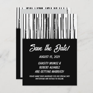 Black and White Modern Stripe Save the Date Card
