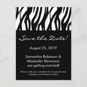 Black and White Modern Stripe Save the Date Card