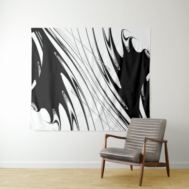 Black and White Modern Tapestry (In Situ (Horizontal))