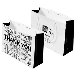 Black And White Modern Thank You Business Large Gift Bag