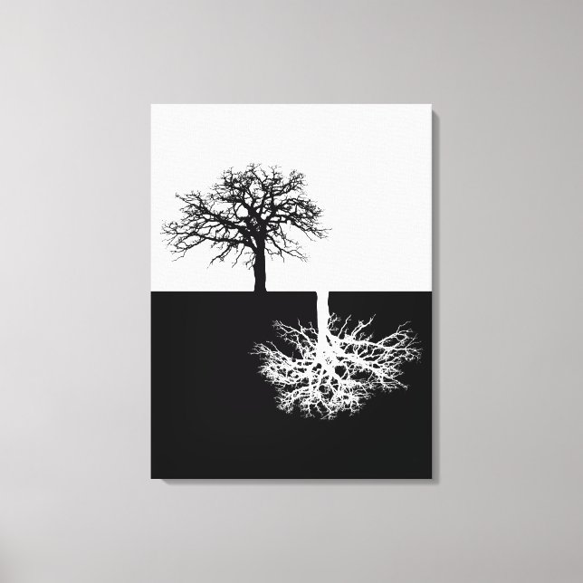 Black and white modern tree art canvas (Front)