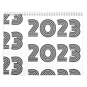 Black and white modern typography calendar