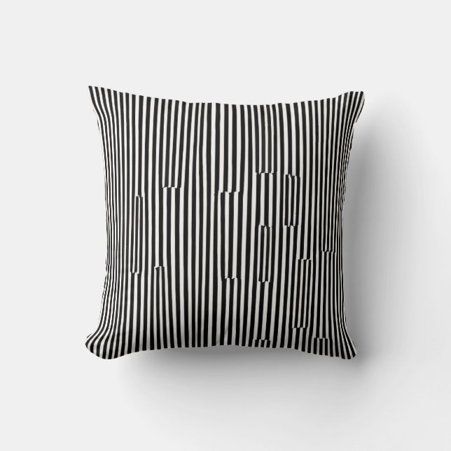 Black and White Modern Vertical Bold Line Pattern Throw Pillow (Front)