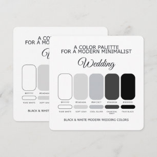 Black and White Modern Wedding Color Palette Card
