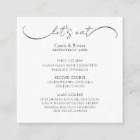 Black and White Modern Wedding Menu Enclosure Card