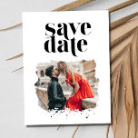 Black and White Modern Wedding Photo Save the Date Announcement Postcard<br><div class="desc">Don't sacrifice style when on a budget with our Black and White Modern Wedding Photo Save the Date postcards. With a simple, modern typography design and your favourite engagement photo, these save the dates set the tone for your upcoming wedding. Add your photo to the front and your wedding details...</div>