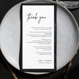 Black and White Modern Wedding Table Thank You Card