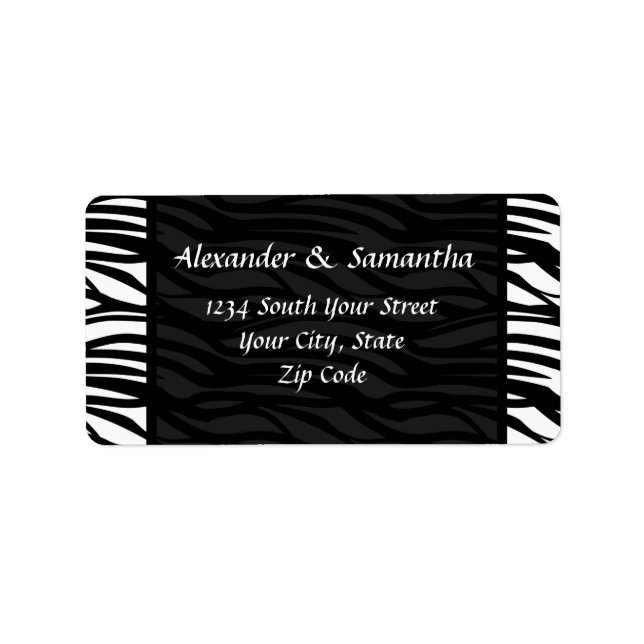 Black and White Modern Zebra Address Labels (Front)