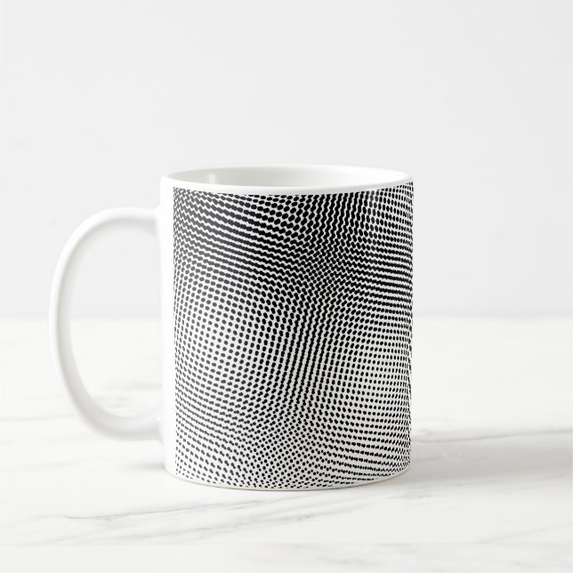 Black and White Moiré Pattern Artsy Coffee Mug (Left)