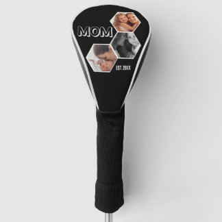 Black and White Mom Established Hexagon 3 photo Golf Head Cover