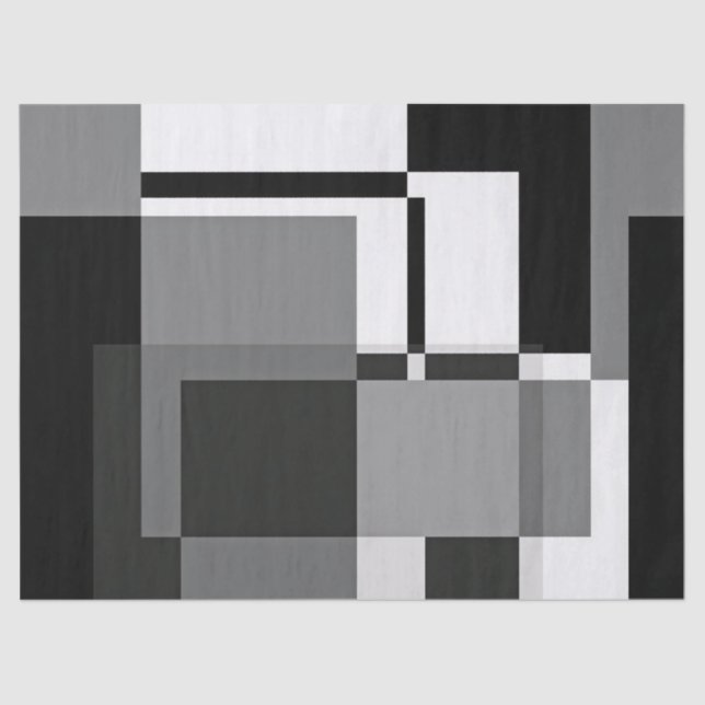 Black And White Mondrian Style Abstract Geometric Tissue Paper (Front)