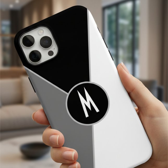 Black and white Monochrome Colour block Monogramme Case-Mate iPhone Case (Creator Uploaded)