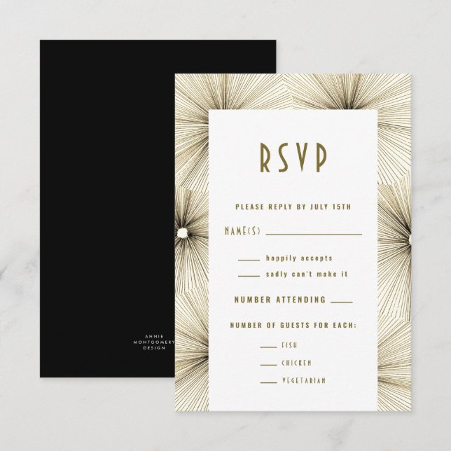 Black and White Monochrome Fireworks RSVP Card (Front/Back)