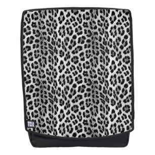 Black and white monochrome, leopard pattern backpack