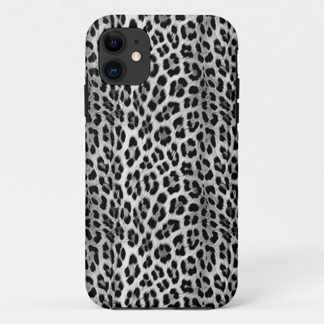 Black and white monochrome, leopard pattern Case-Mate iPhone case (Back)