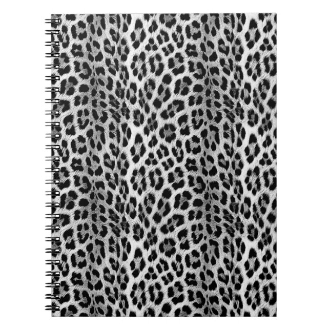 Black and white monochrome, leopard pattern notebook (Front)