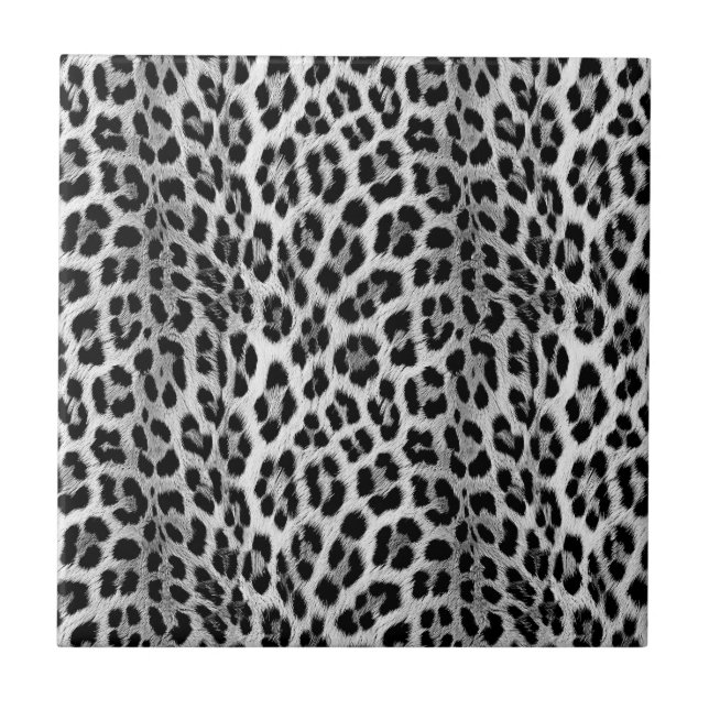 Black and white monochrome, leopard pattern tile (Front)