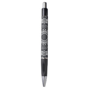 Black and White Monochrome Mandala Pattern Pen