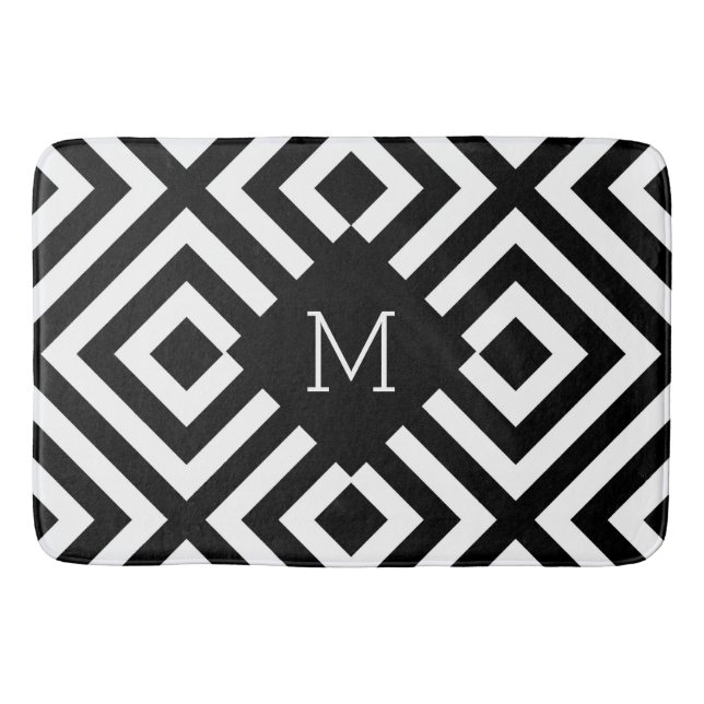 Black and White Monogram Bath Mat (Front)
