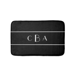 Black and White Monogram Bath Mat