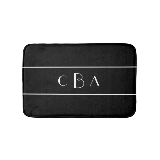Black and White Monogram Bath Mat (Front)