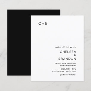 Black and White Monogram Budget Wedding Invite