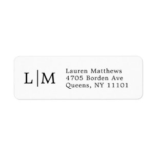 Black and White Monogram Business Return Address