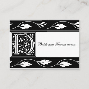 Black And White Monogram D Bridal Registry Card