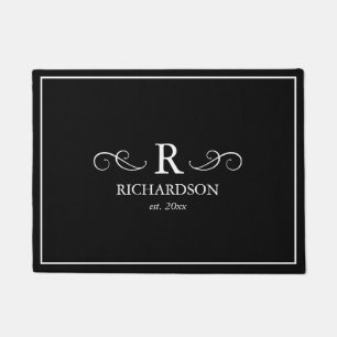 Black and White Monogram Door Mat