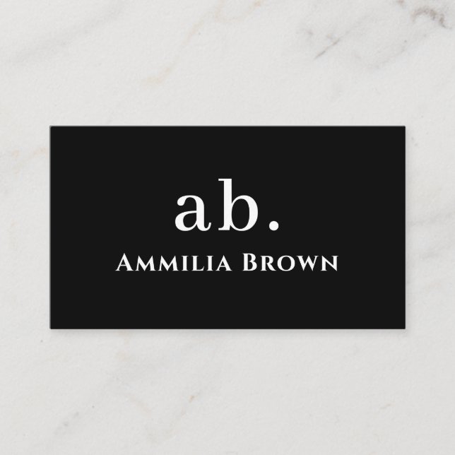 Black and White Monogram | Elegant Minimal Custom  Business Card (Front)
