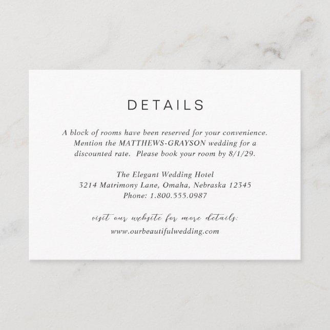 Black and White Monogram Elegant Wedding Enclosure Card (Front)