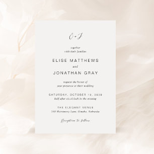 Black and White Monogram Elegant Wedding Invitation