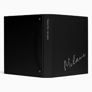 Black and White Monogram Family Recipes  Binder