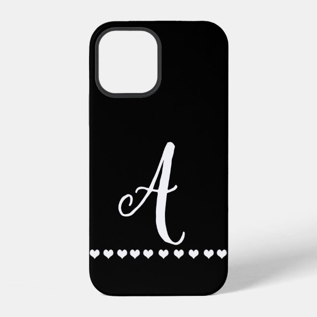 Black and White Monogram Initial iPhone Case (Back)