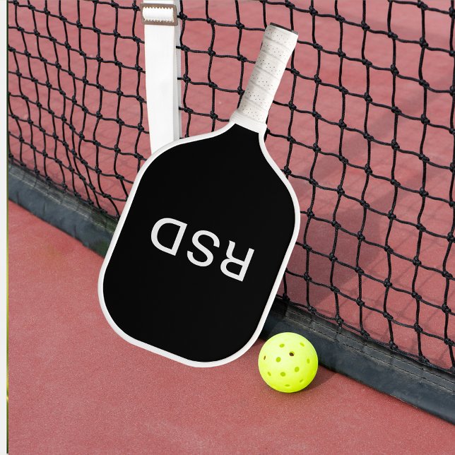 Black and White Monogram Initials Pickleball Paddle (Creator Uploaded)