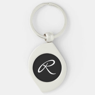 Black and White Monogram Keychain