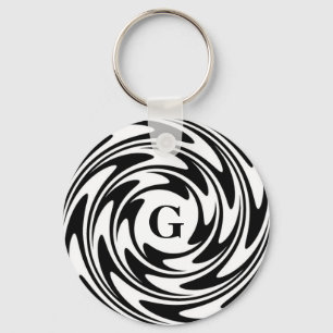 Black and White Monogram Keychain