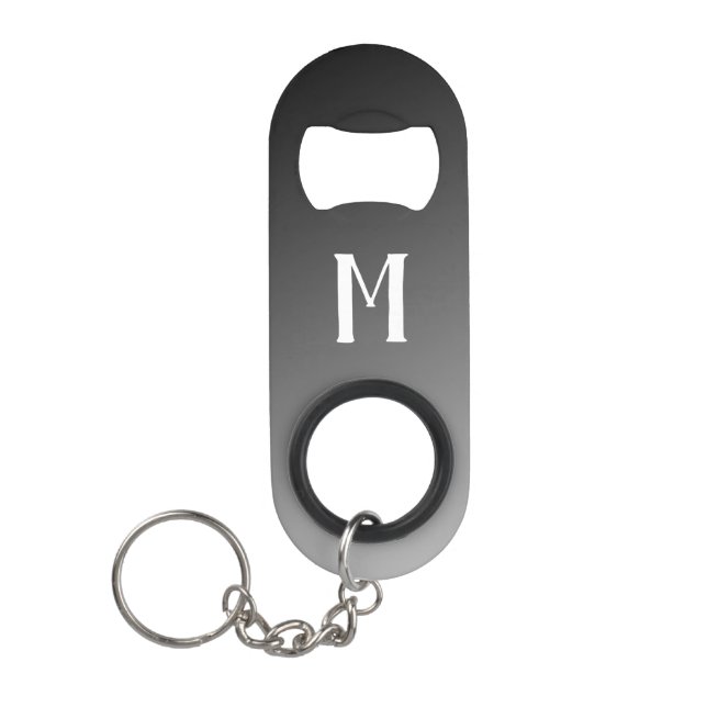 Black and White Monogram Keychain Bottle Opener (Front)