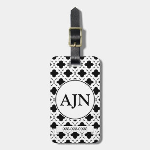 Black and White Monogram Luggage Tag