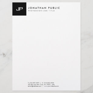 Black And White Monogram Modern Simple Template Letterhead