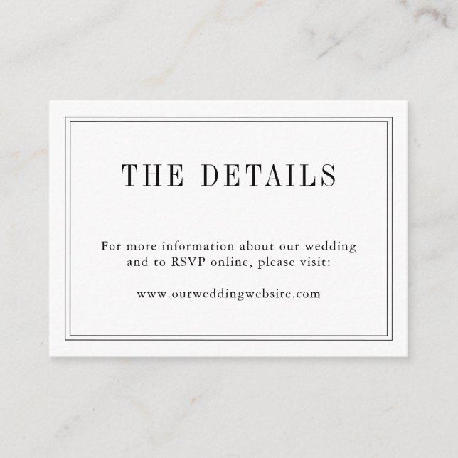Black And White Monogram Modern Simple Wedding Enclosure Card (Front)